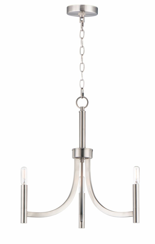 Maxim Lighting-21523SN-Lyndon-3 Light Chandelier-20 Inches wide by 21 inches high Satin Nickel  Bronze/Antique Brass Finish