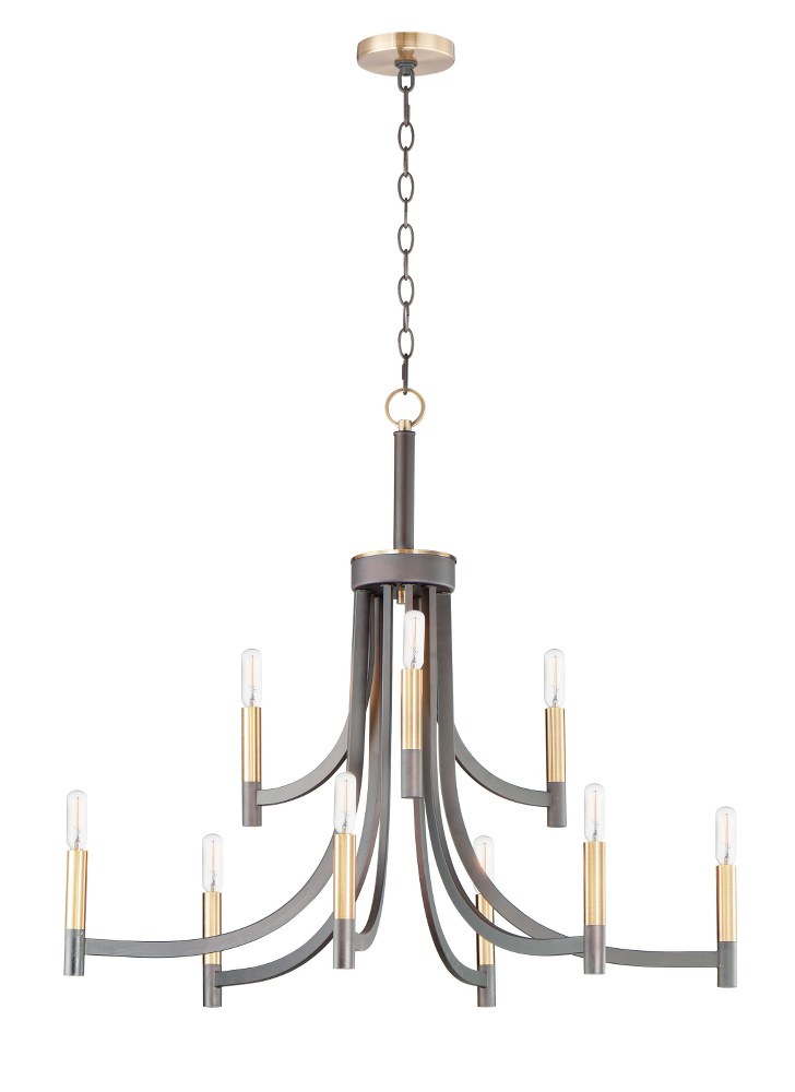 Maxim Lighting-21529BZAB-Lyndon - 9 Light Chandelier Bronze/Antique Brass  Bronze/Antique Brass Finish