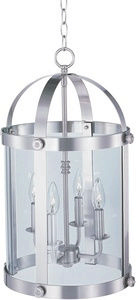 Maxim Lighting-21550CLSN-Tara-Four Light Entry Foyer Pendant in Mediterranean style-13.5 Inches wide by 21.5 inches high   Satin Nickel Finish with Clear Glass