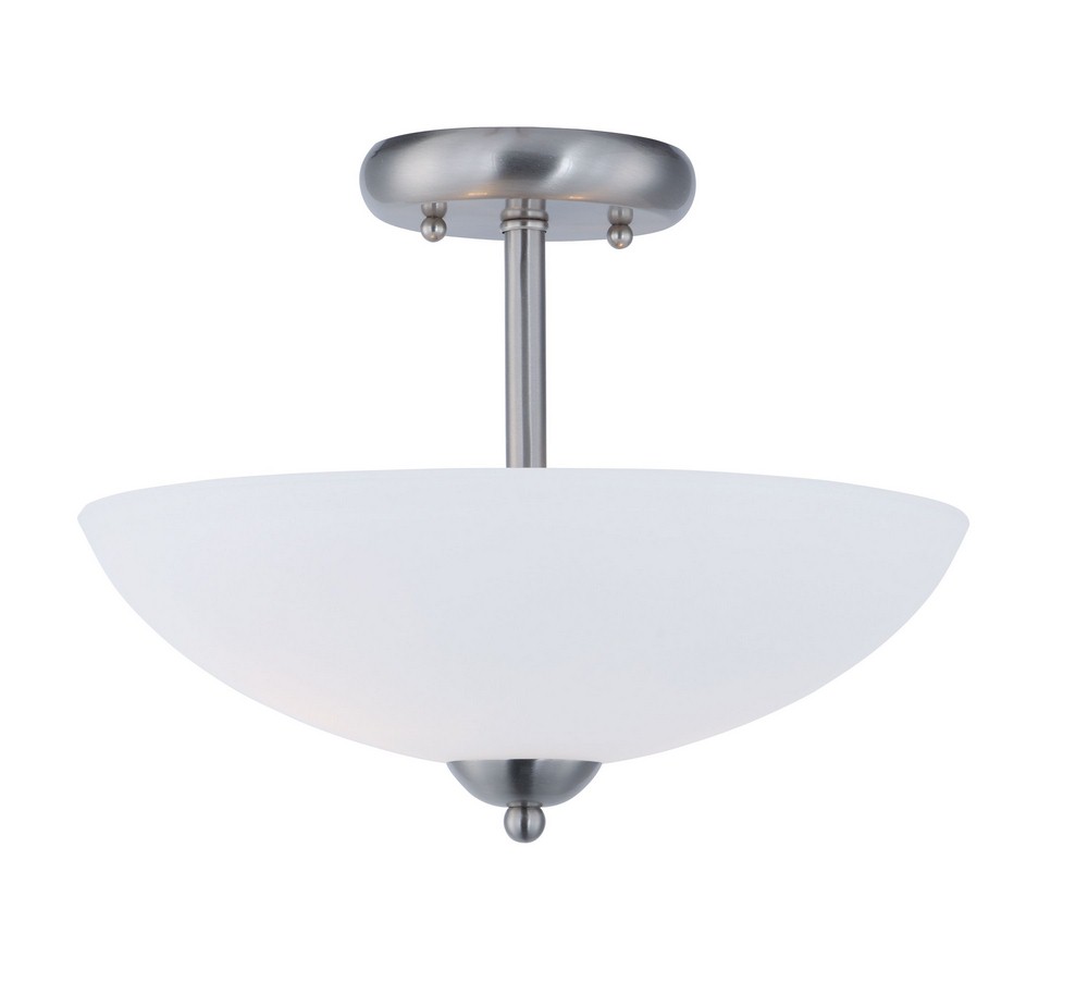 Maxim Lighting-21653SWSN-Taylor-Two Light Semi Flush Mount-13 Inches wide by 10 inches high Satin Nickel  Textured Black Finish with Satin White Glass