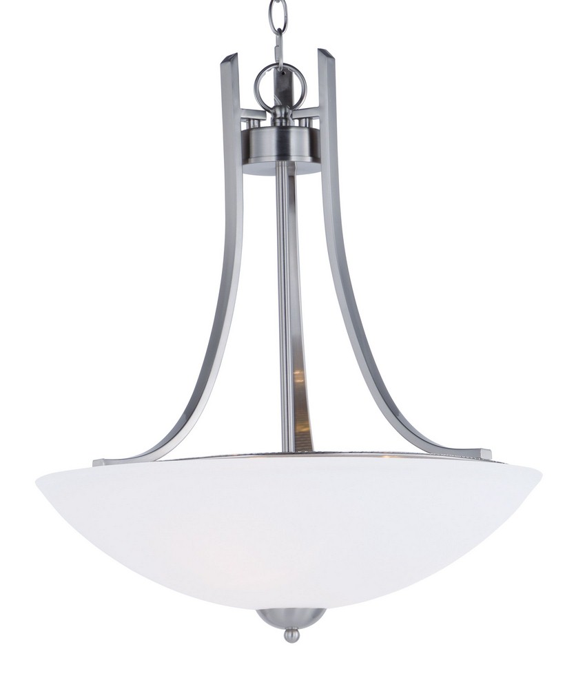 Maxim Lighting-21654SWSN-Taylor-Three Light Pendant-19.5 Inches wide by 22.5 inches high Satin Nickel  Textured Black Finish with Satin White Glass