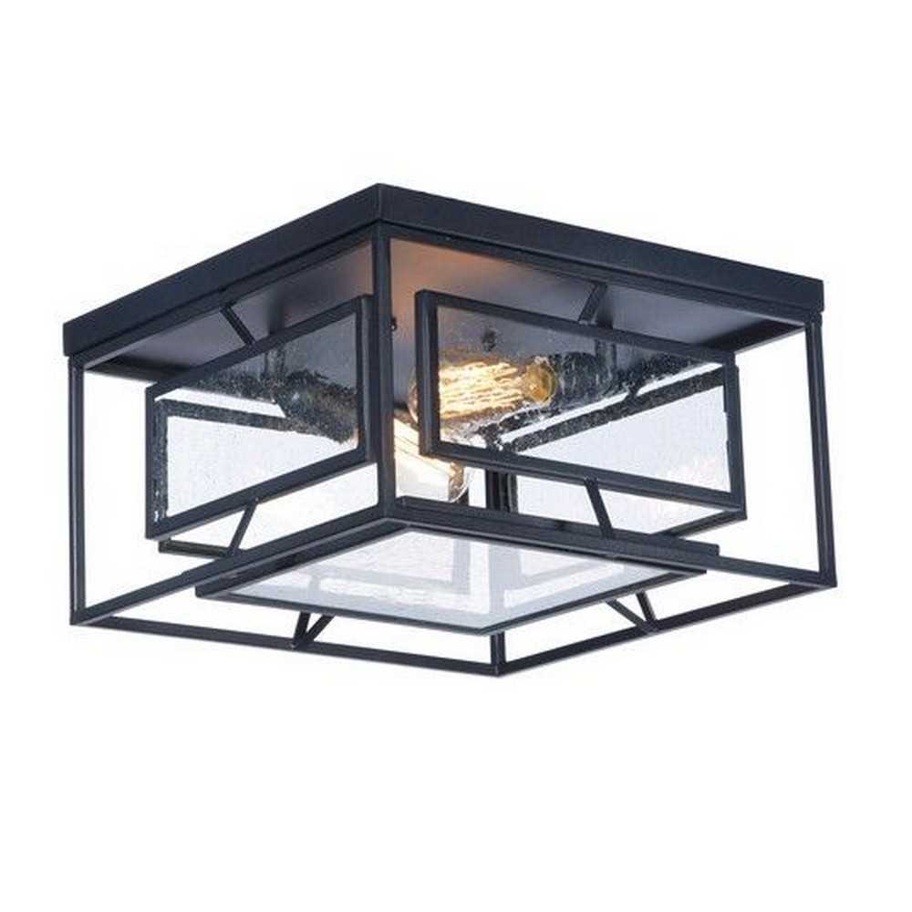 Maxim Lighting-21670CDBK/BUI-Era-Two Light Flush Mount with Bulb Included-15.75 Inches wide by 9 inches high   Black Finish with Seedy Glass