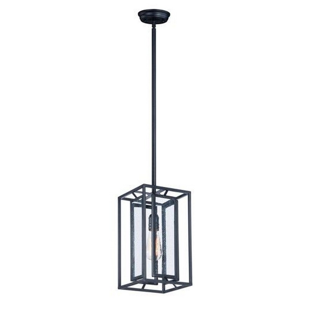 Maxim Lighting-21672CDBK/BUI-Era - 7.75 Inch One Light Pendant with Bulb Included   Black Finish with Seedy Glass