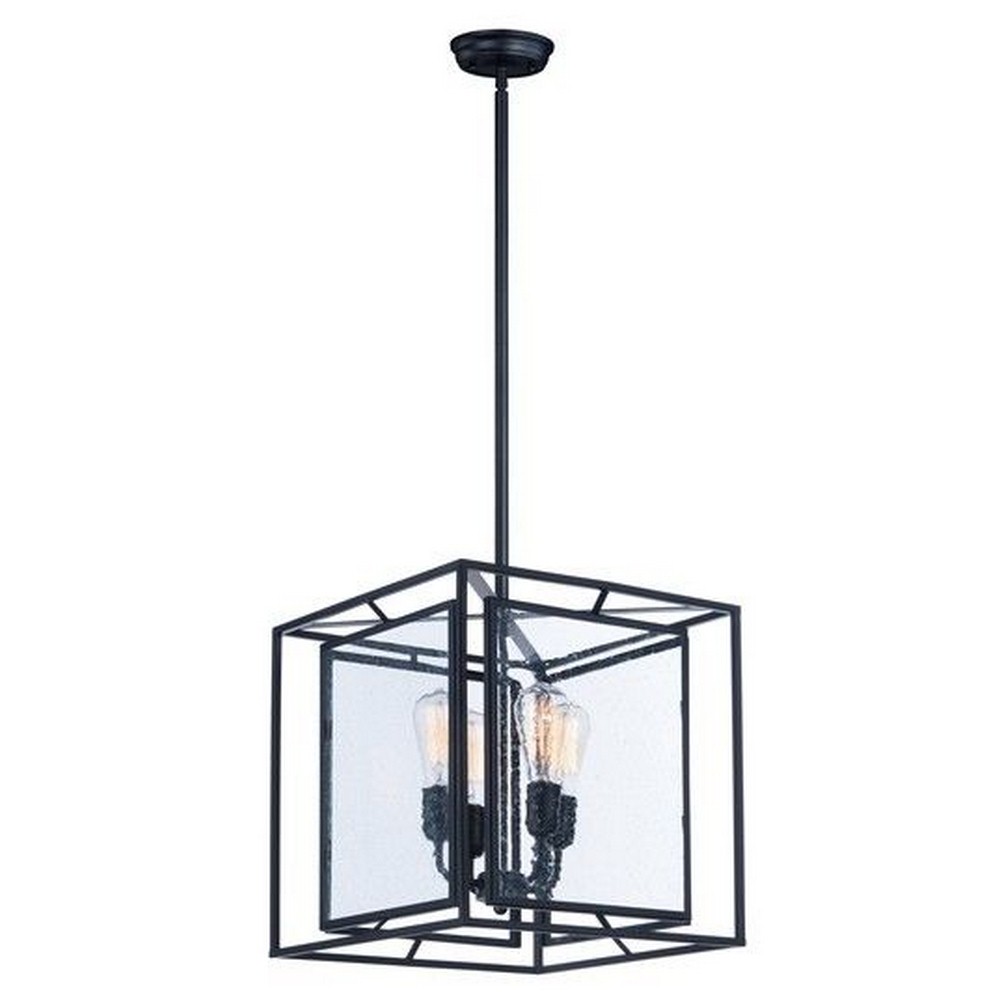 Maxim Lighting-21675CDBK/BUI-Era-Four Light Pendant with Bulb Included-15.75 Inches wide by 15.75 inches high   Black Finish with Seedy Glass