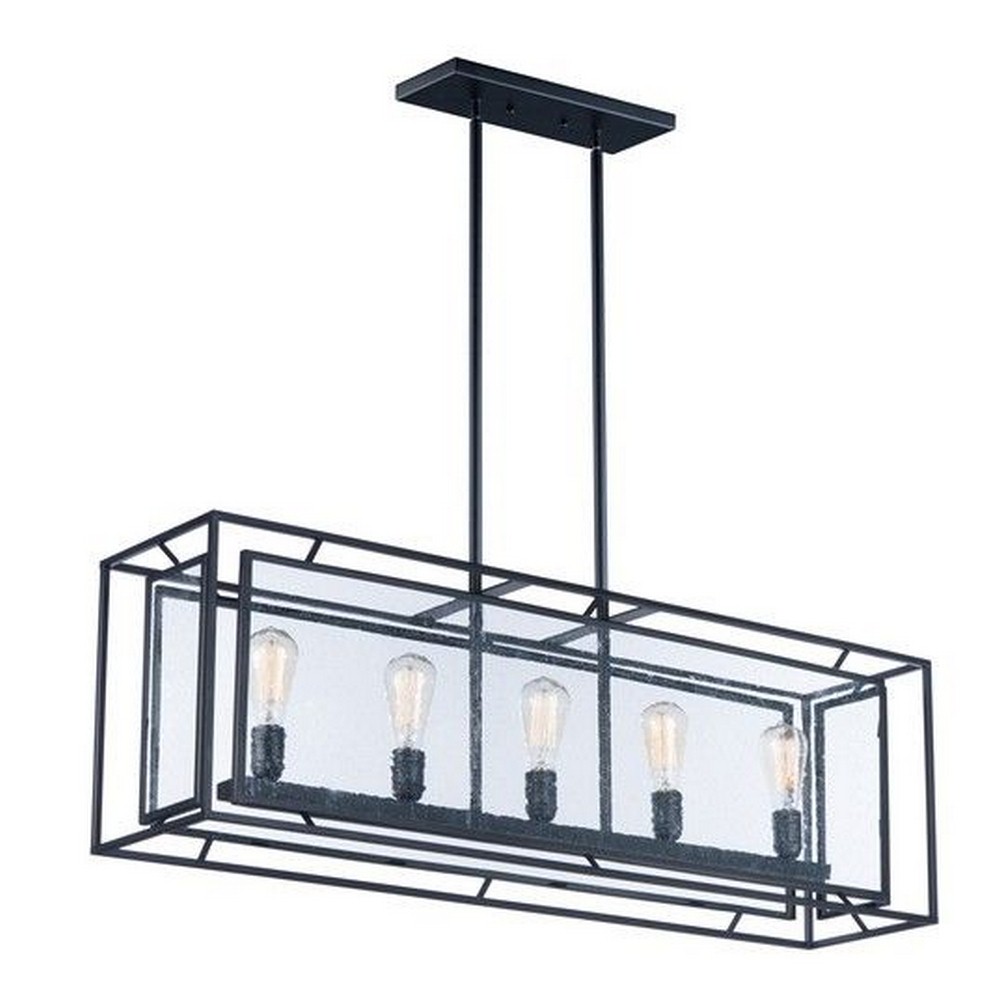 Maxim Lighting-21677CDBK/BUI-Era-Five Light Pendant with Bulb Included-9.75 Inches wide by 13.75 inches high   Black Finish with Seedy Glass