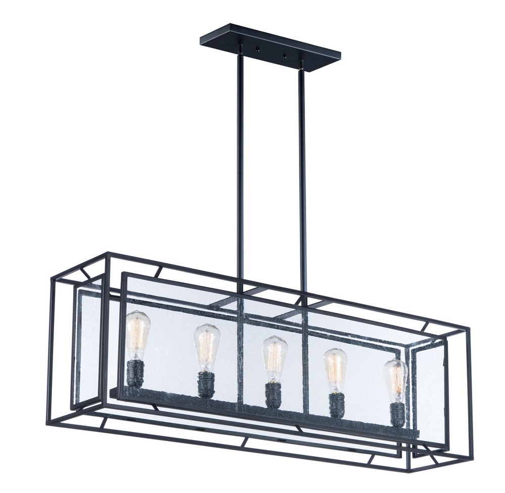 Maxim Lighting-21677CDBK-Era-Five Light Pendant-9.75 Inches wide by 13.75 inches high   Black Finish with Seedy Glass