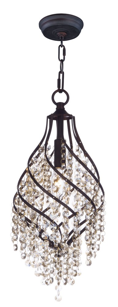 Maxim Lighting-22003CGOI-Twirl-One Light Pendant-7.5 Inches wide by 17.5 inches high Oil Rubbed Bronze  Oil Rubbed Bronze Finish with Cognac Crystal