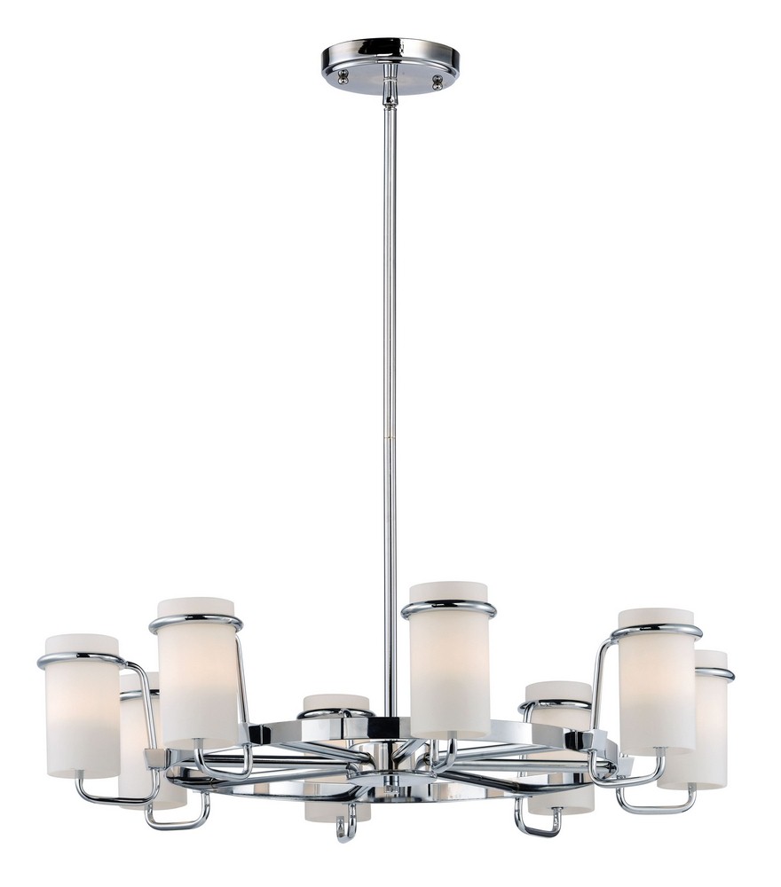 Maxim Lighting-22029SWPC-Avant-Eight Light Chandelier-25 Inches wide by 5.75 inches high   Polished Chrome Finish with Satin White Glass