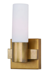 Maxim Lighting-22411SWNAB-Contessa-One Light Wall Sconce in European style-5 Inches wide by 10 inches high   Natural Aged Brass Finish with Satin White Shade