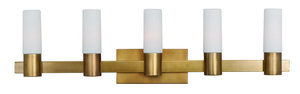 Maxim Lighting-22415SWNAB-Contessa-5 Light European Bath Vanity in European style-36.75 Inches wide by 10 inches high   Natural Aged Brass Finish with Satin White Shade