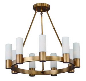 Maxim Lighting-22418SWNAB-Contessa-Nine Light Chandelier in European style-27 Inches wide by 24 inches high   Natural Aged Brass Finish with Satin White Shade