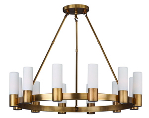 Maxim Lighting-22419SWNAB-Contessa-Twelve Light Chandelier in European style-35 Inches wide by 28 inches high   Natural Aged Brass Finish with Satin White Shade