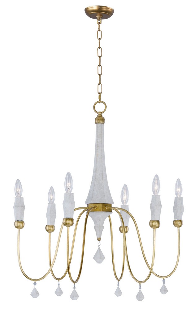 Maxim Lighting-22436CSTGL-Claymore-Six Light Chandelier-28 Inches wide by 29.75 inches high   Claystone/Gold Leaf Finish