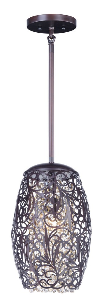 Maxim Lighting-24153CGOI-Arabesque-One Light Mini Pendant in Crystal style-6.5 Inches wide by 11 inches high Oil Rubbed Bronze Cognac Golden Silver Finish