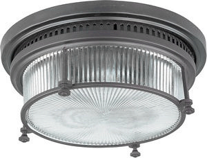 Maxim Lighting-25000CLBZ-Hi-Bay-Two Light Flush Mount in Modern style-13 Inches wide by 4.75 inches high Bronze  Satin Nickel Finish with Clear Halophane Glass