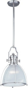 Maxim Lighting-25003CLSN-Hi-Bay-One Light Adjustable Pendant in Modern style-14 Inches wide by 20.25 inches high   Satin Nickel Finish with Clear Halophane Glass