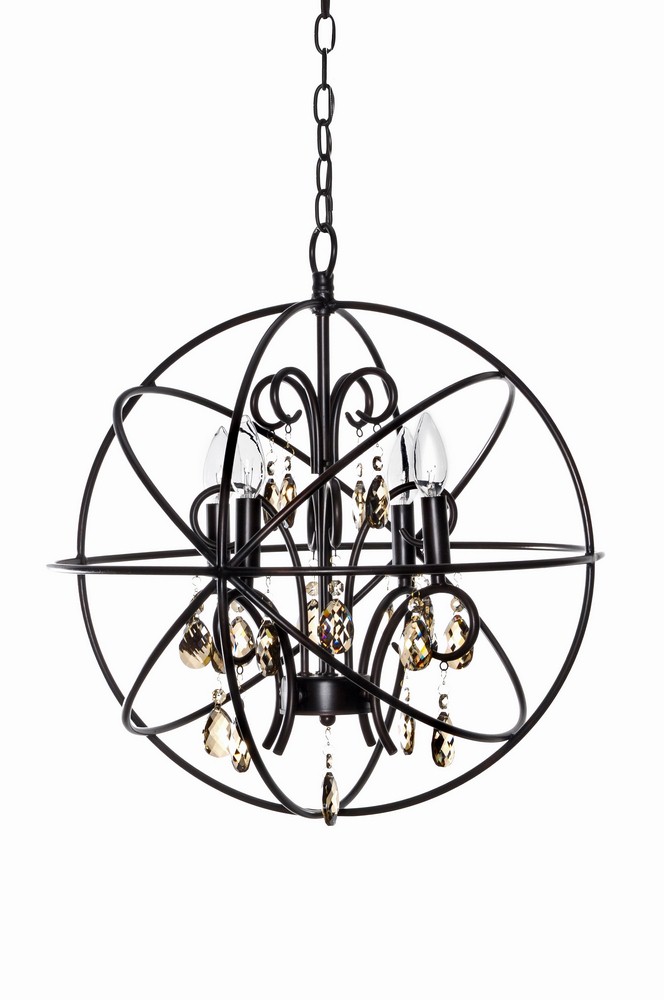 Maxim Lighting-25142OI-Orbit-Four Light Chandelier in Modern style-19 Inches wide by 21.5 inches high   Oil Rubbed Bronze Finish with Shade with Cognac Crystal