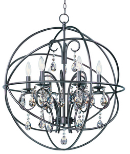 Maxim Lighting-25144OI-Orbit-Six Light Chandelier in Modern style-25 Inches wide by 28 inches high   Oil Rubbed Bronze Finish with Shade with Cognac Crystal