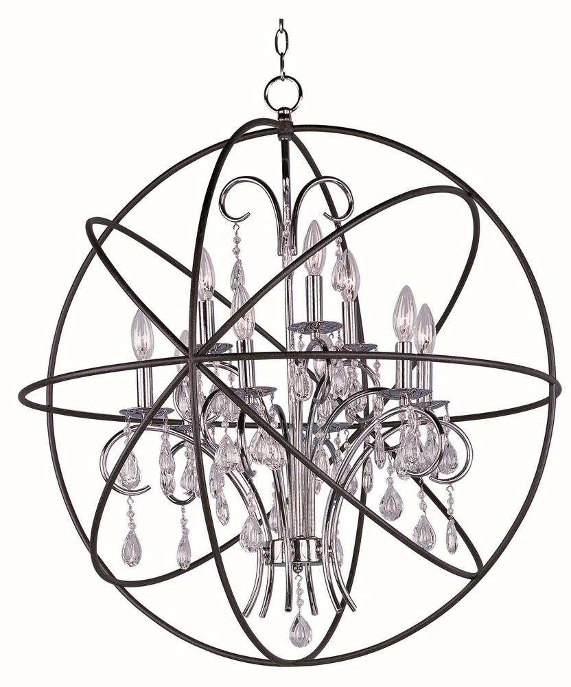 Maxim Lighting-25145ARPN-Orbit-Nine Light Pendant in Modern style-30 Inches wide by 33 inches high Anthracite/Polished Nickel  Oil Rubbed Bronze Finish