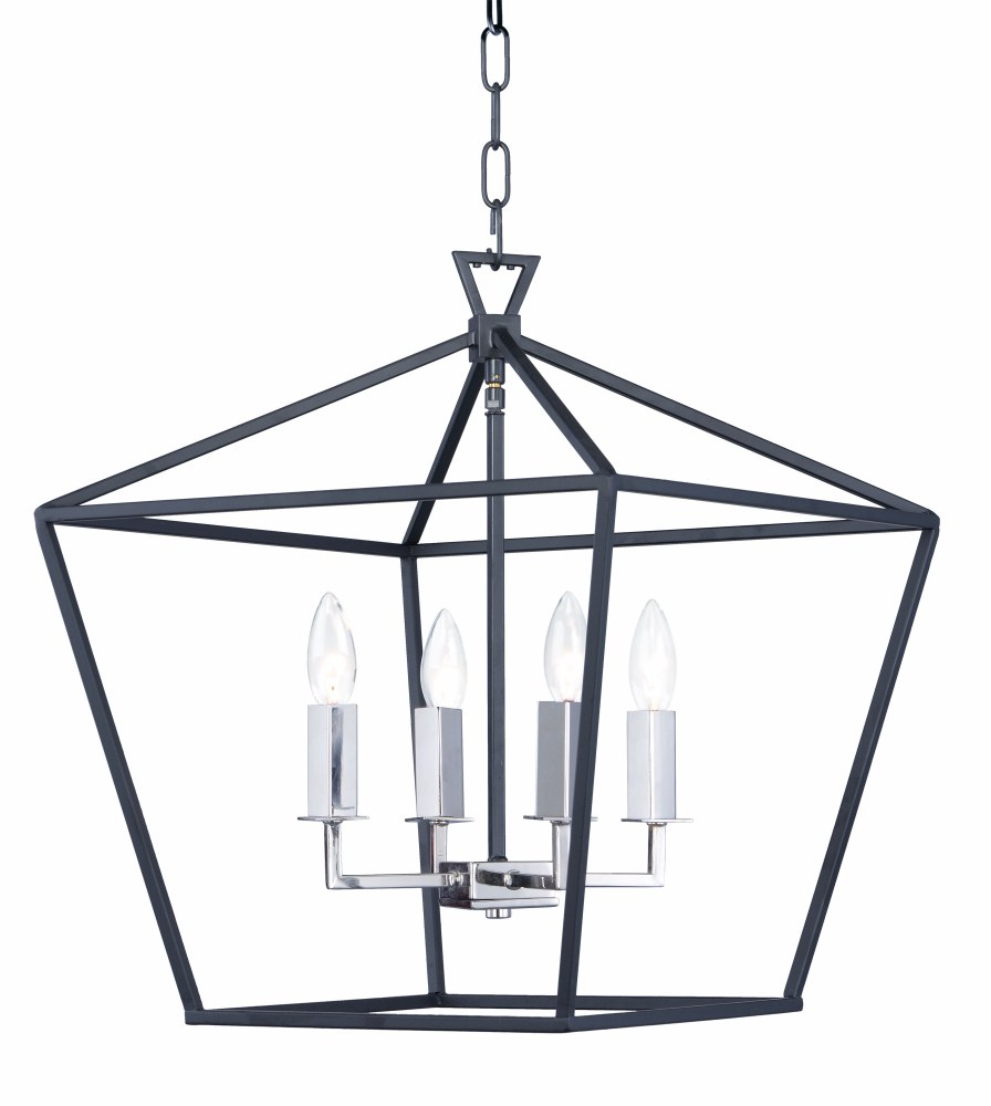 Maxim Lighting-25156TXBPN-Abode-Four Light Chandelier-17.75 Inches wide by 20.75 inches high Textured Black/Polished Nickel  Abode-Four Light Chandelier-17.75 Inches wide by 20.75 inches high