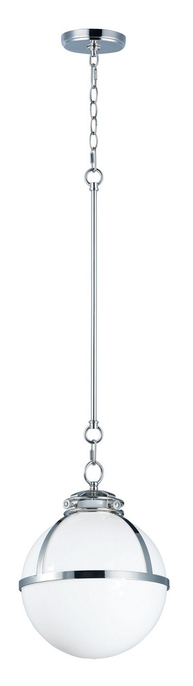 Maxim Lighting-25180WTPN-Retro-One Light Pendant-11 Inches wide by 14.75 inches high Polished Nickel White Polished Nickel Finish