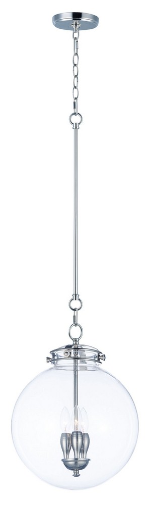 Maxim Lighting-25183CLPN-Retro-Three Light Pendant-14 Inches wide by 18 inches high   Polished Nickel Finish with Clear Glass