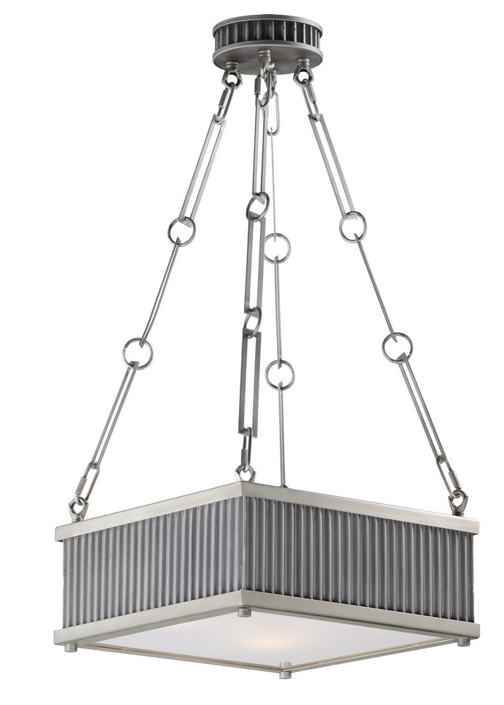 Maxim Lighting-26013WZSN-Ruffle-Three Light Pendant-13.25 Inches wide by 27.25 inches high Weathered Zinc/Satin Nickel  Weathered Zinc/Satin Nickel Finish