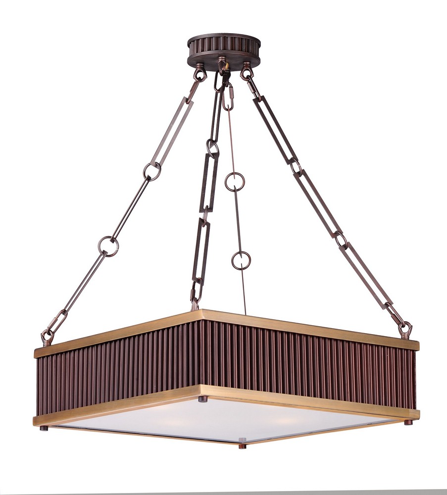 Maxim Lighting-26015OIBUB-Ruffle-Four Light Pendant-18.5 Inches wide by 26.75 inches high Oil Rubbed Bronze/Burnished Brass  Weathered Zinc/Satin Nickel Finish