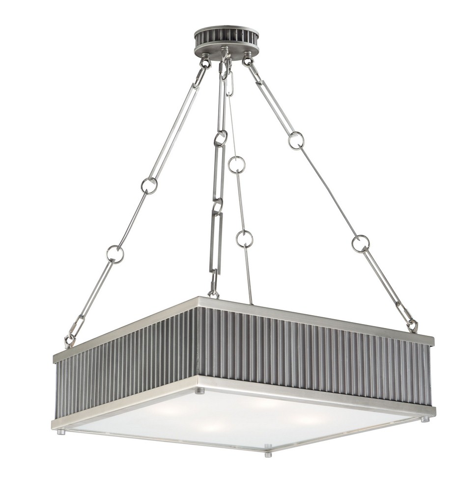 Maxim Lighting-26015WZSN-Ruffle-Four Light Pendant-18.5 Inches wide by 26.75 inches high Weathered Zinc/Satin Nickel  Weathered Zinc/Satin Nickel Finish