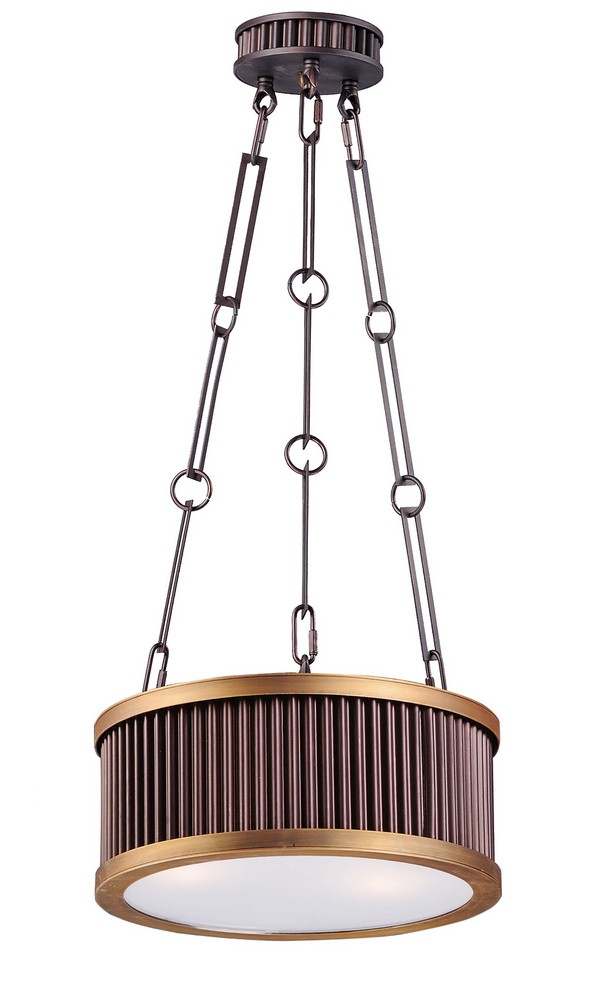 Maxim Lighting-26023OIBUB-Ruffle-Three Light Pendant-13 Inches wide by 27.25 inches high Oil Rubbed Bronze/Burnished Brass  Weathered Zinc/Satin Nickel Finish
