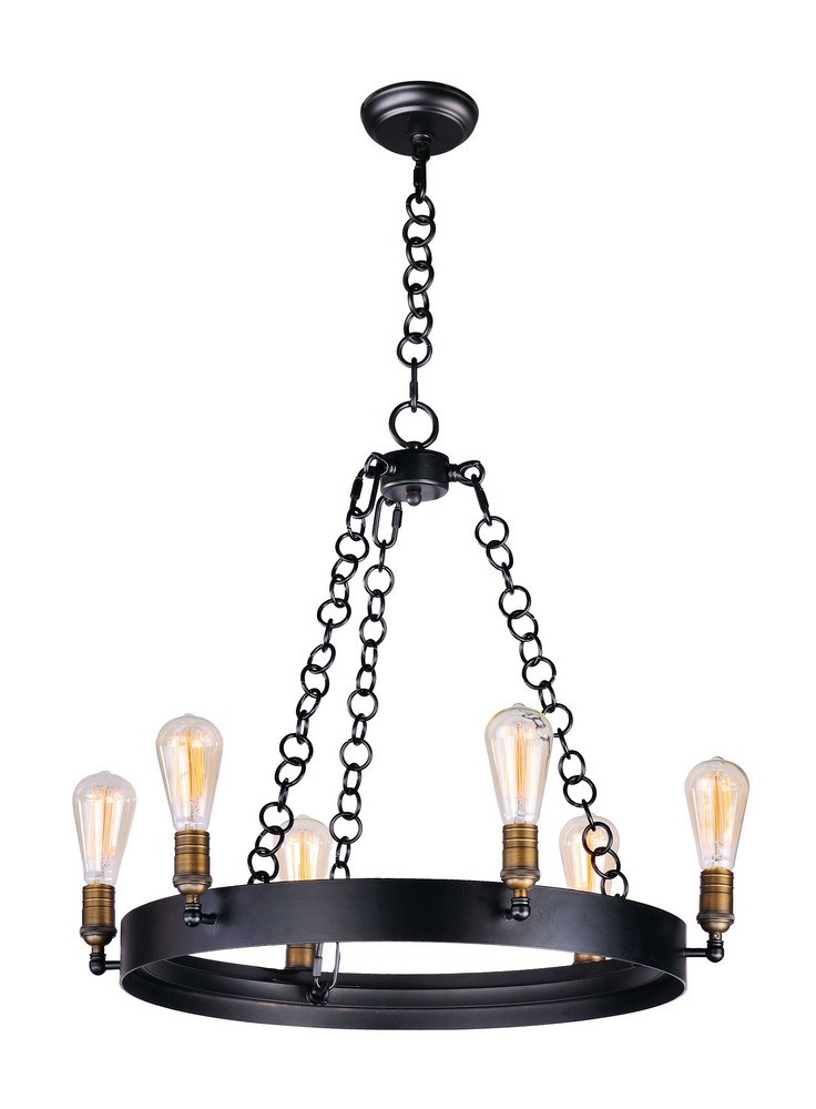 Maxim Lighting-26273BKNAB-Noble-Six Light Chandelier-26 Inches wide by 22 inches high   Black/Natural Aged Brass Finish