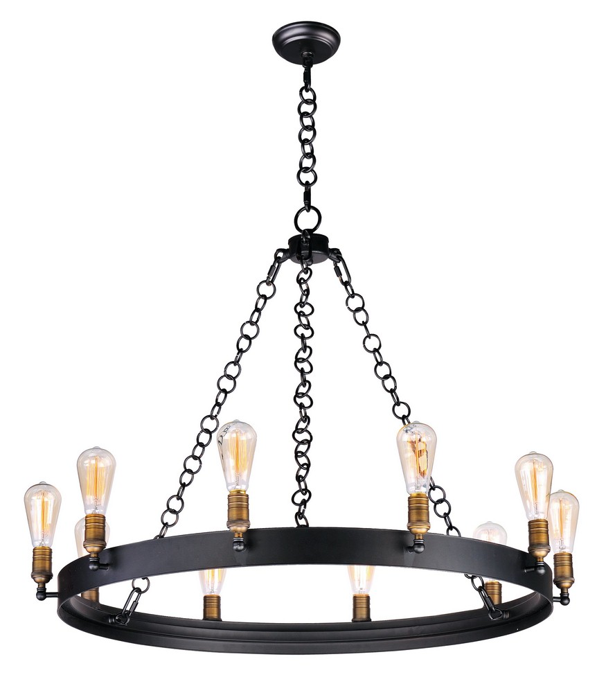 Maxim Lighting-26275BKNAB-Noble-Ten Light Chandelier-37.5 Inches wide by 28 inches high   Black/Natural Aged Brass Finish