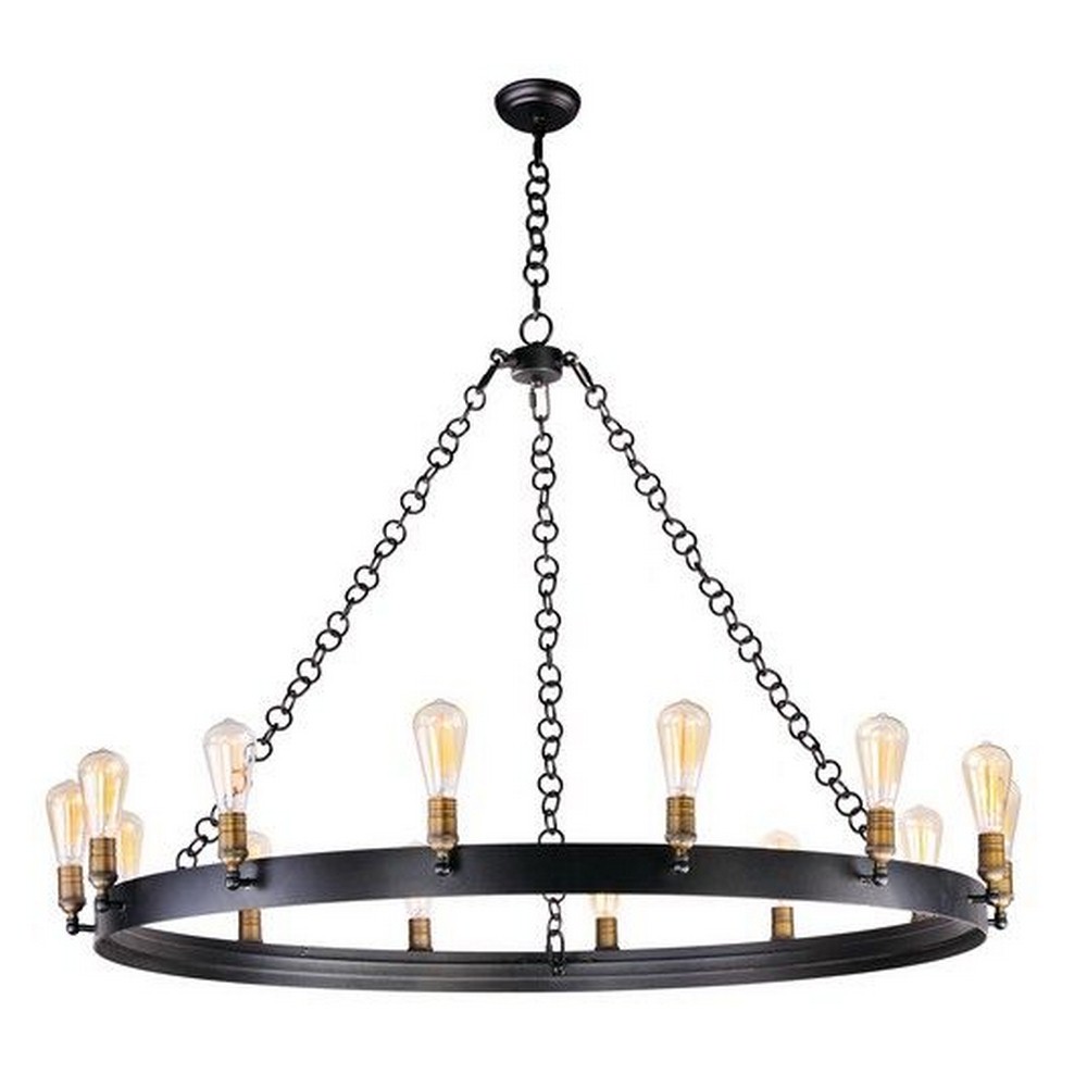 Maxim Lighting-26276BKNAB/BUI-Noble-Fourteen Light Chandelier with Bulb Included-50 Inches wide by 33.5 inches high   Black/Natural Aged Brass Finish