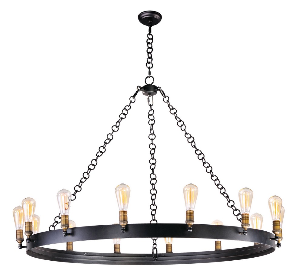 Maxim Lighting-26276BKNAB-Noble-Fourteen Light Chandelier-50 Inches wide by 33.5 inches high   Black/Natural Aged Brass Finish