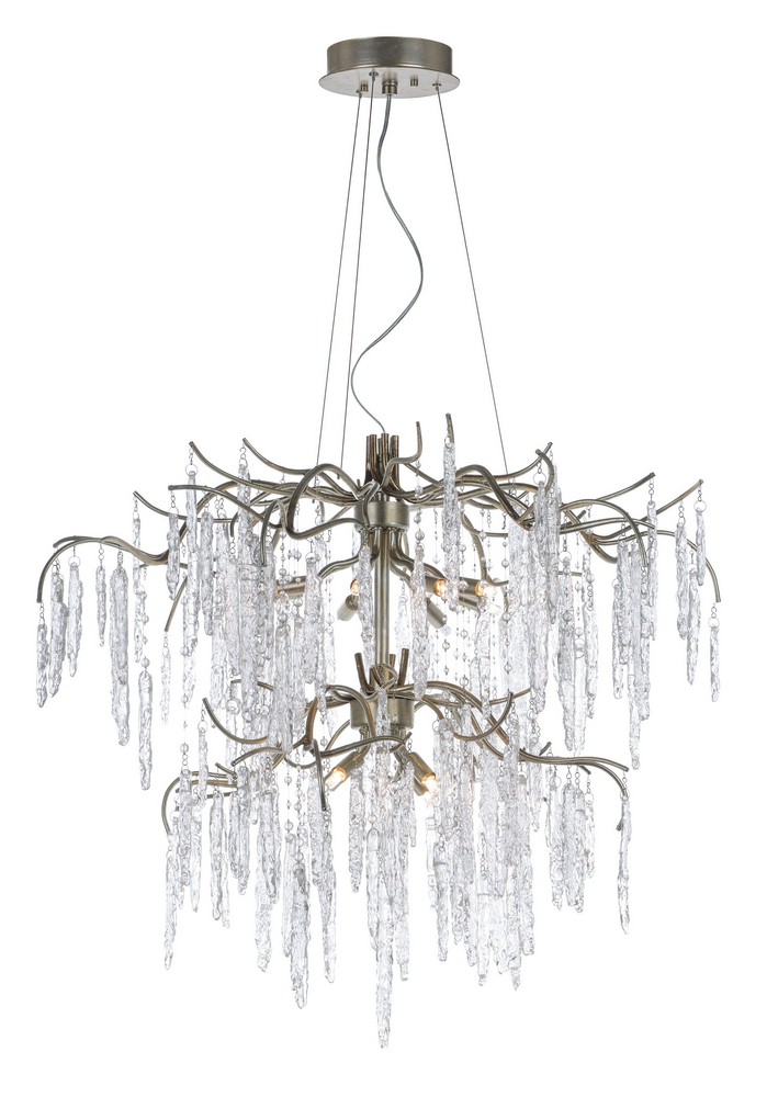 Maxim Lighting-26288ICSG-Willow - Twelve Light 2-Tier Chandelier   Silver Gold Finish with Ice Glass