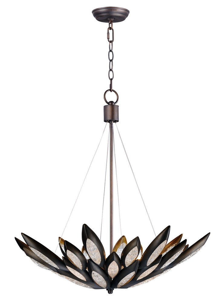 Maxim Lighting-26315ICBRB-Lotus-Eight Light Pendant-30.5 Inches wide by 35 inches high   Burnished Bronze Finish with Ice Glass