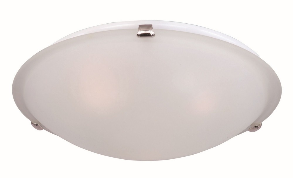 Maxim Lighting-2681FTSN-Malaga-Three Light Flush Mount in Transitional style-16 Inches wide by 4 inches high   Satin Nickel Finish with Frosted Glass