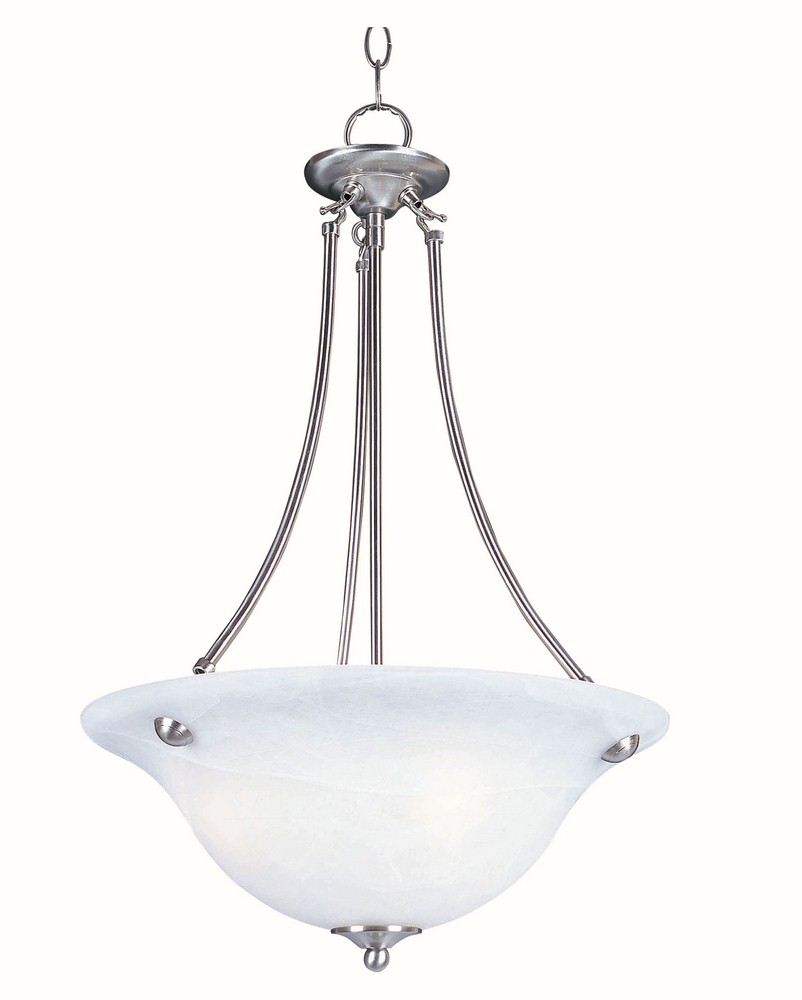 Maxim Lighting-2682FTSN-Malaga-Three Light Invert Bowl Pendant in Transitional style-16 Inches wide by 24.5 inches high   Satin Nickel Finish with Frosted Glass