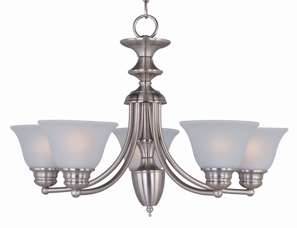 Maxim Lighting-2699FTSN-Malaga-Five Light Chandelier in Transitional style-25 Inches wide by 16 inches high   Malaga-Five Light Chandelier in Transitional style-25 Inches wide by 16 inches high