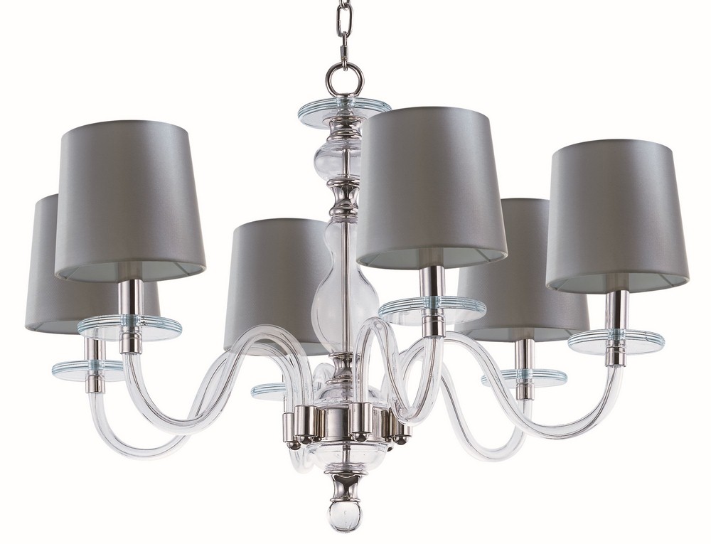 Maxim Lighting-27546CLPN-Venezia-Six Light Chandelier-28 Inches wide by 22 inches high Clear Gold Sheer Polished Nickel Finish