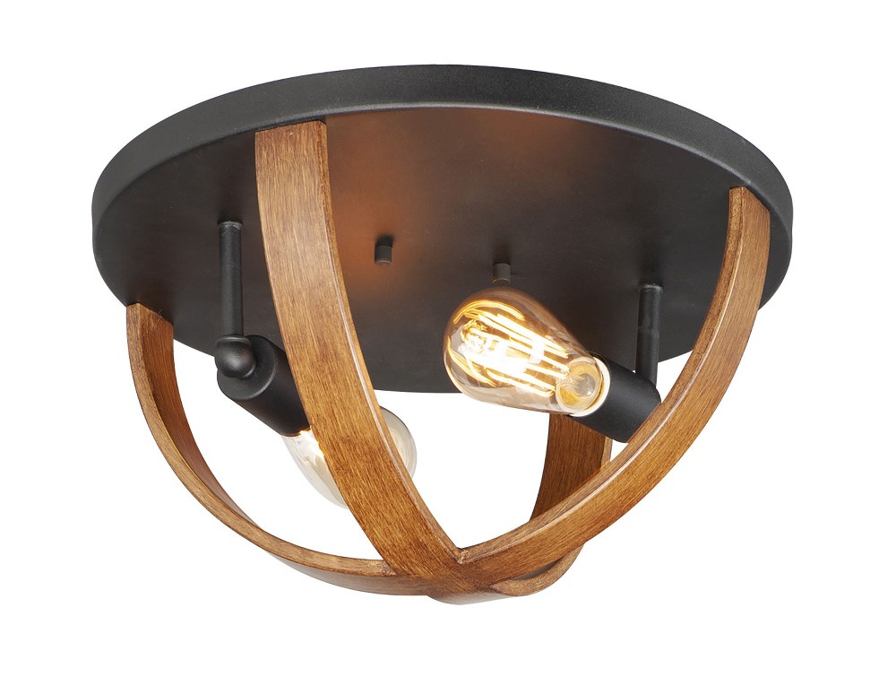 Maxim Lighting-27570APBK-Compass-2 Light Flush Mount-15.75 Inches wide by 8.75 inches high   Antique Pecan/Black Finish