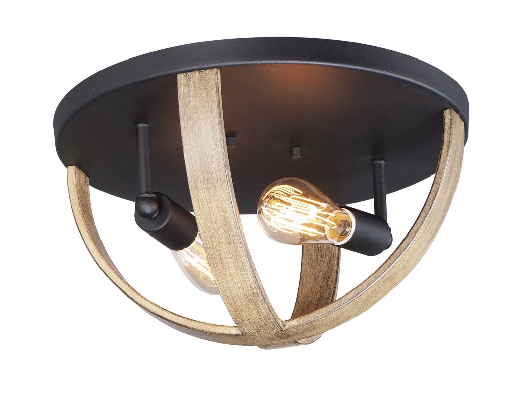 Maxim Lighting-27570BWBK-Compass-2 Light Flush Mount-15.75 Inches wide by 8.75 inches high   Barn Wood/Black Finish