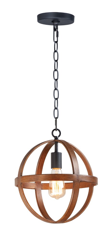 Maxim Lighting-27571APBK-Compass-1 Light Pendant-12 Inches wide by 13.75 inches high Antique Pecan/Black  Antique Pecan/Black Finish