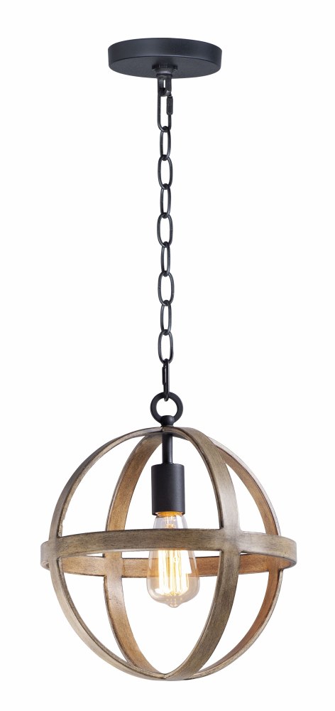 Maxim Lighting-27571BWBK-Compass-1 Light Pendant-12 Inches wide by 13.75 inches high   Barn Wood/Black Finish