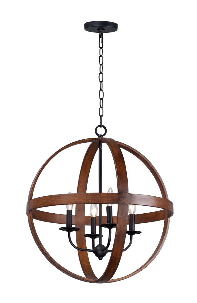 Maxim Lighting-27574APBK-Compass-4 Light Pendant-22.5 Inches wide by 24.75 inches high   Antique Pecan/Black Finish