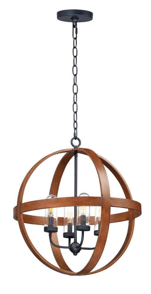 Maxim Lighting-27584CDAPBK-Compass-4 Light Outdoor Pendant-22.5 Inches wide by 24.75 inches high Antique Pecan/Black  Antique Pecan/Black Finish with Seedy Glass