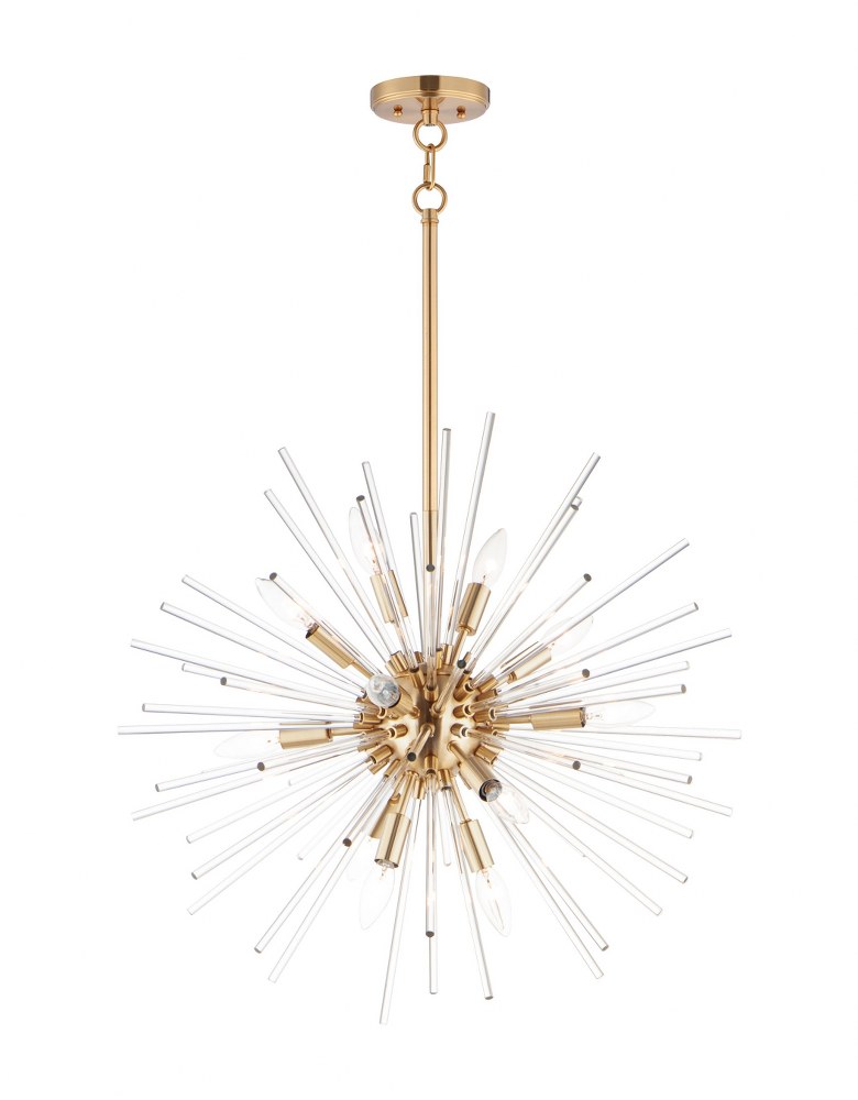 Maxim Lighting-28664CLSBR-Polaris - 12 Light Pendant   Satin Brass Finish with Clear Glass