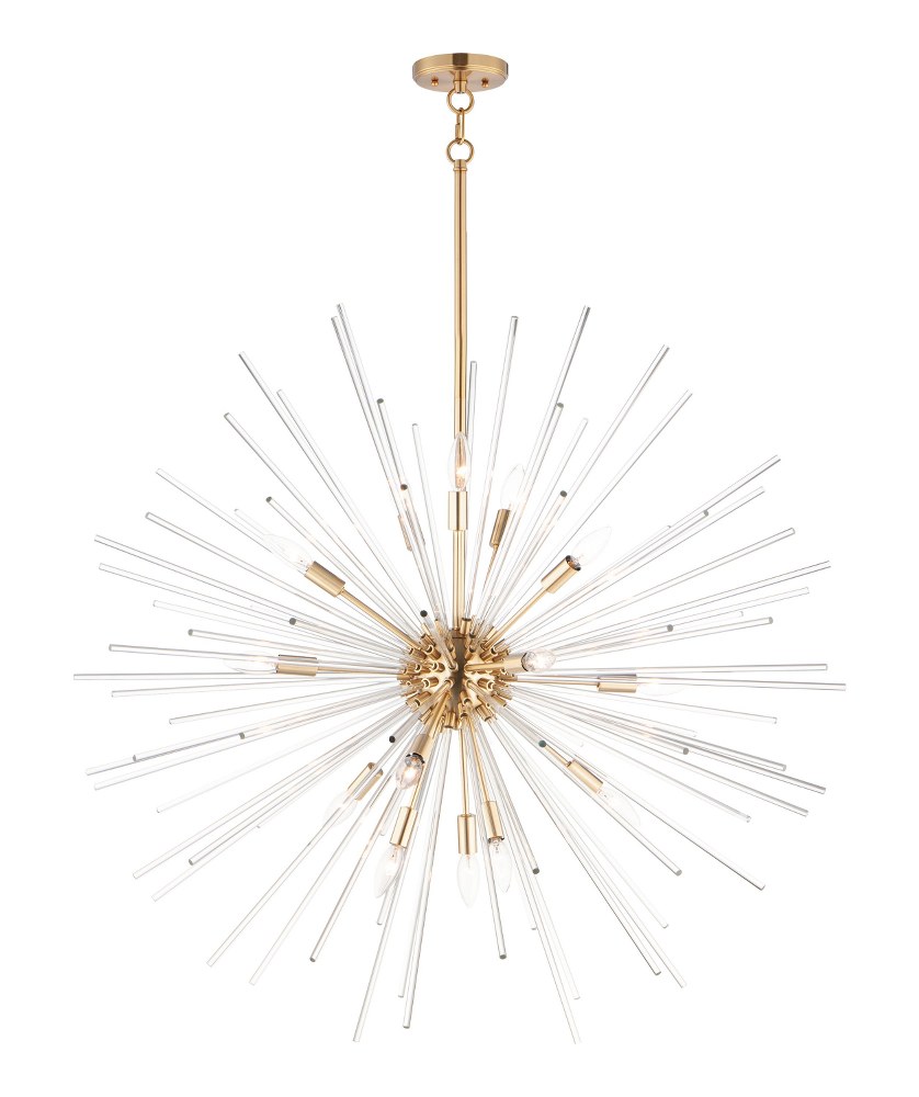 Maxim Lighting-28666CLSBR-Polaris - 16 Light Pendant   Satin Brass Finish with Clear Glass