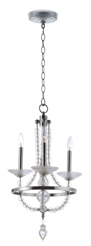 Maxim Lighting-30003CLPN-Paris-Three Light Chandelier-12.5 Inches wide by 28.25 inches high   Polished Nickel Finish with Clear Glass