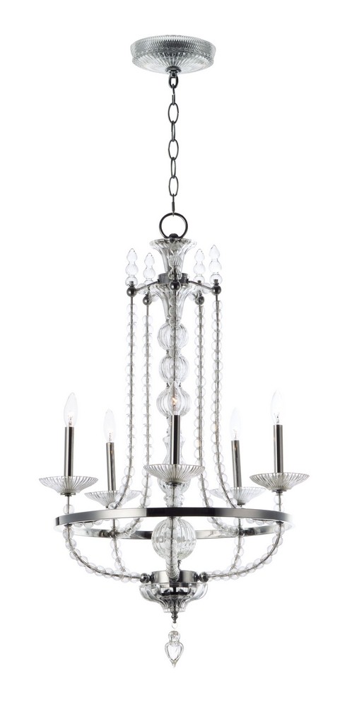 Maxim Lighting-30005CLPN-Paris-Five Light Chandelier-20.5 Inches wide by 39.75 inches high   Polished Nickel Finish with Clear Glass